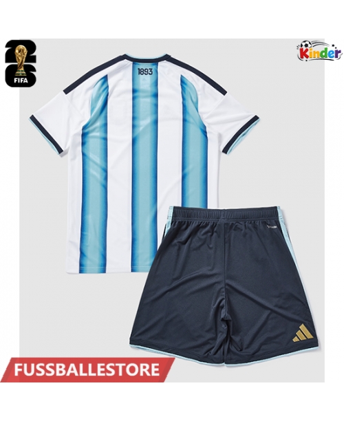 Günstige Argentinien Heimtrikotsatz Kinder WM 2026 Kurzarm (+ Kurze Hosen)